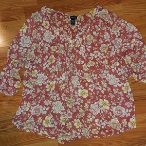 Torrid Blouse 3X floral print sheer pullover NWOT